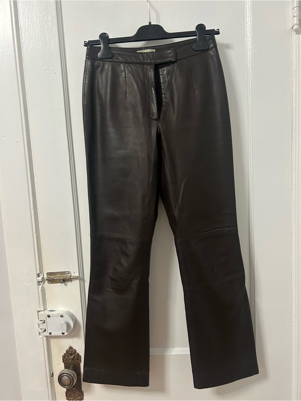 Lord & Taylor Women's Dark Brown Leather Flare Pants